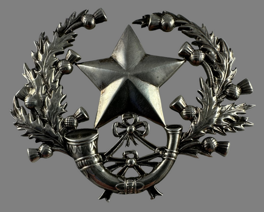 British WWI - Cameronians (Scottish Rifles) Officer Glengarry Badge - Hallmarked Sterling Silver 1916