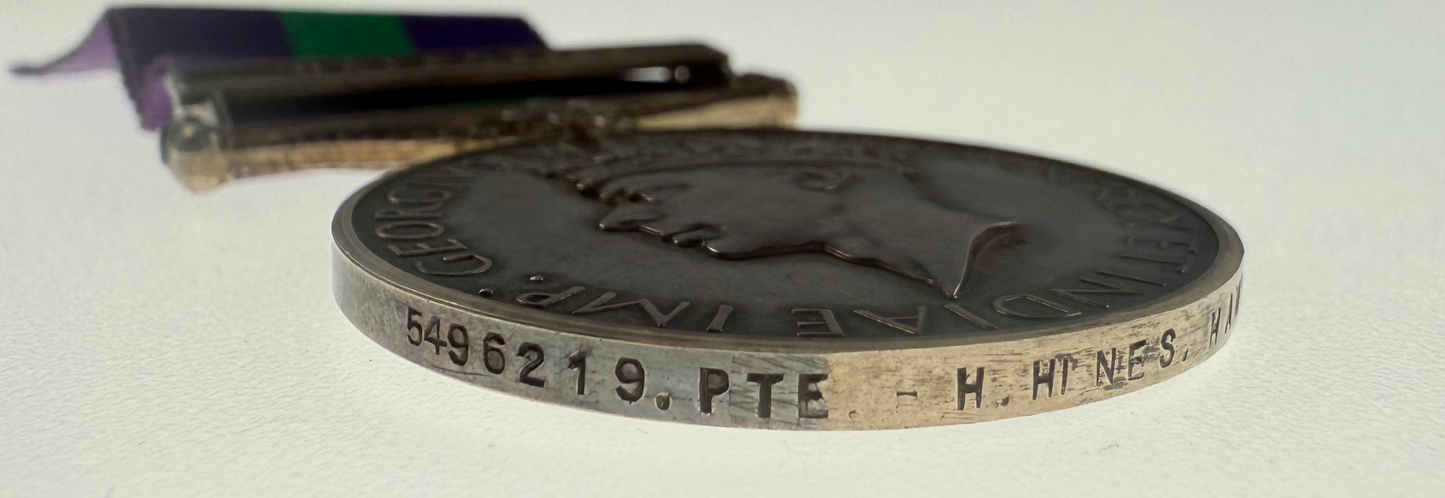 British - General Service Medal - Palestine Clasp - Hampshire Regiment  - Hines - DoW