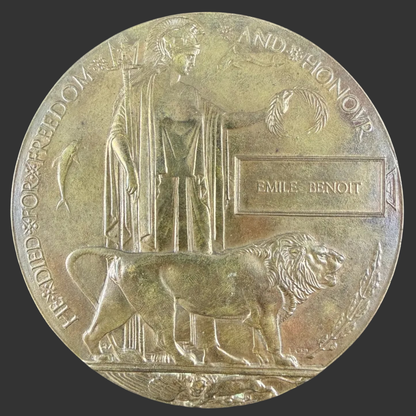 Canadian – WWI – Memorial Plaque – 5th Canadian Mounted Rifles – Emile Benoit