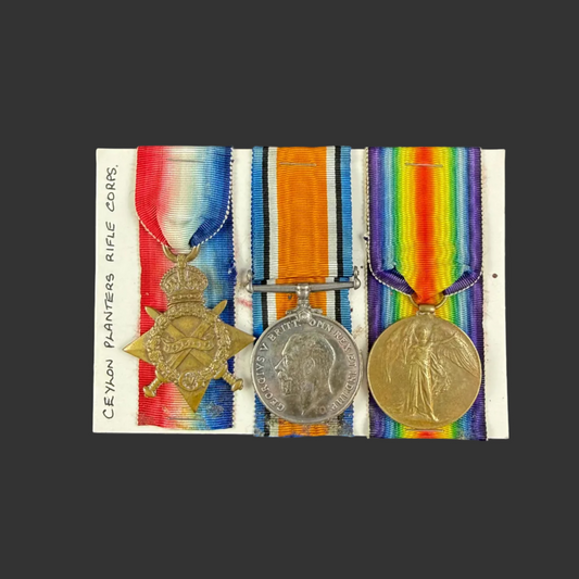 British – WWI – 1914-15 Star Medal Trio – Ceylon Planters Rifle Corps / Argyll & Sutherland Highlanders  – Officer - Wounded – Campbell