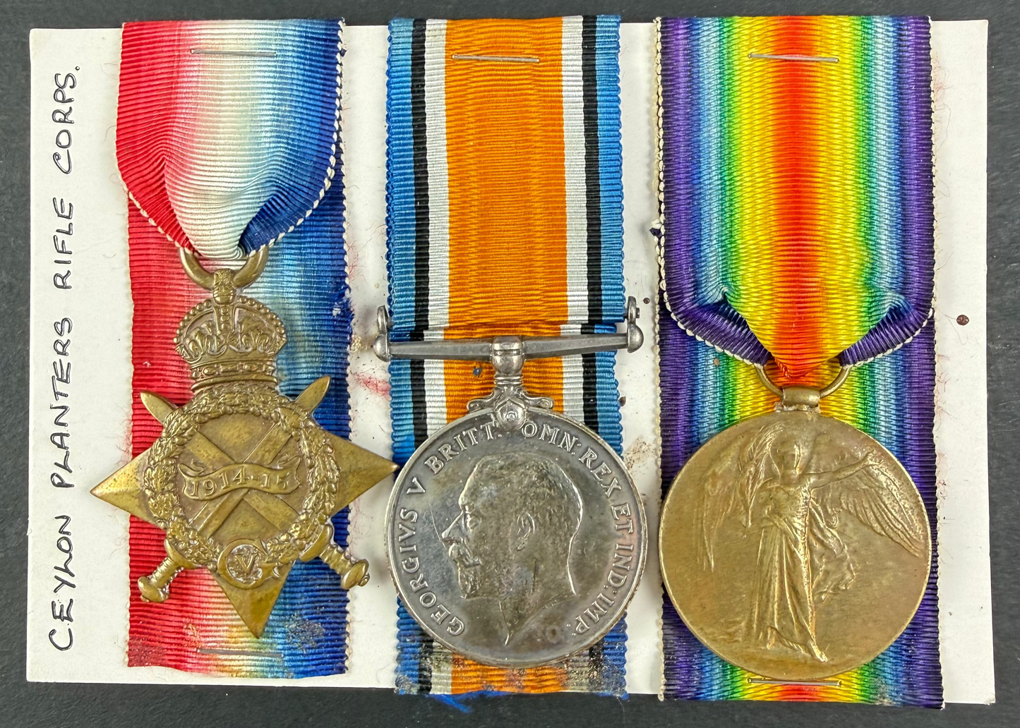 British – WWI – 1914-15 Star Medal Trio – Ceylon Planters Rifle Corps / Argyll & Sutherland Highlanders  – Officer - Wounded – Campbell