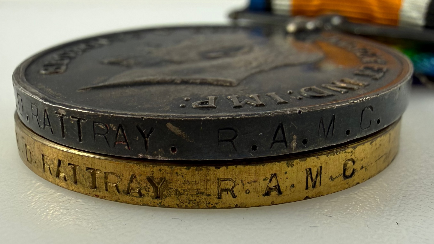 British – WWI – 1914-15 Medal Trio – Argyll & Sutherland Highlanders / Royal Army Medical Corps – Rattray