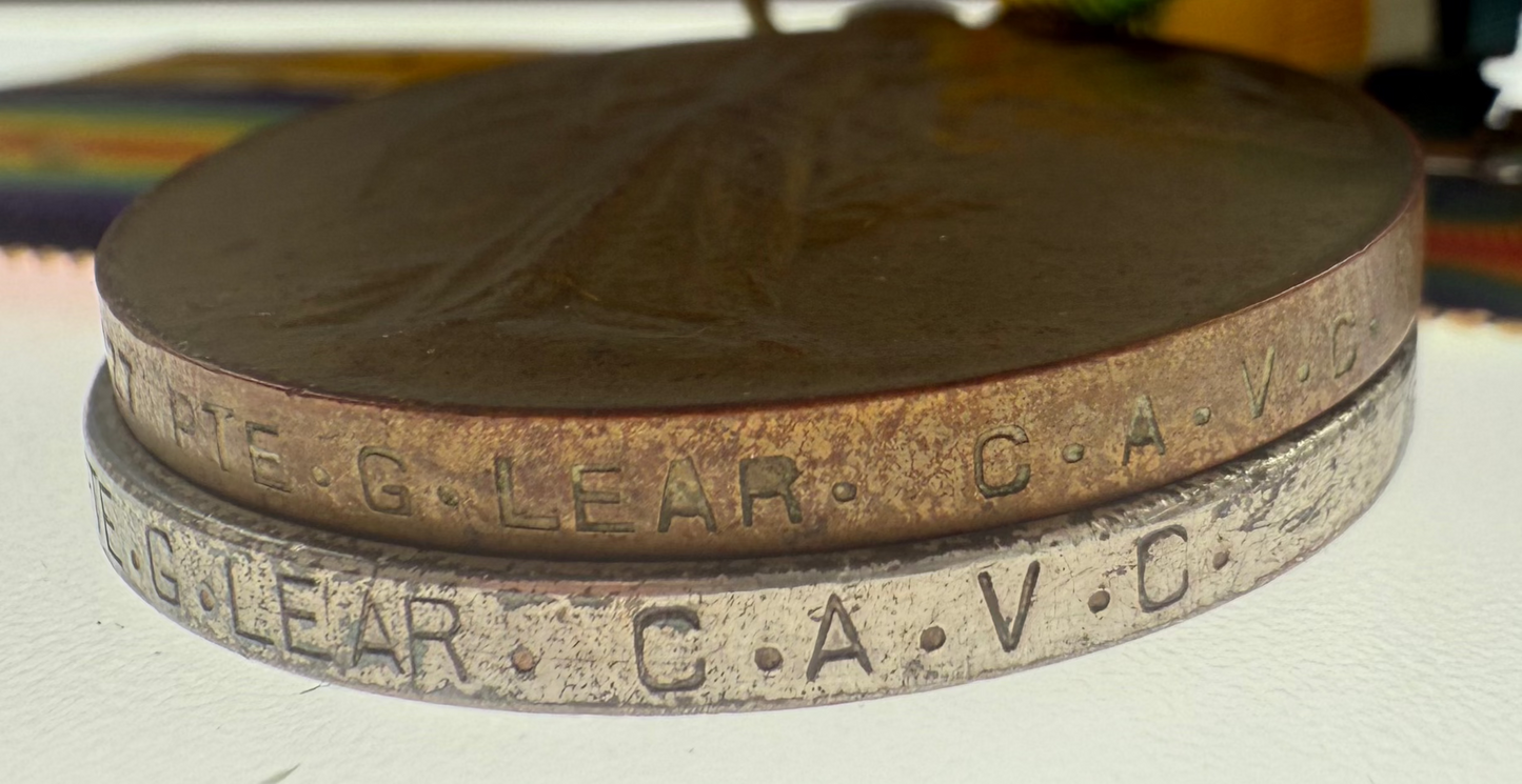 WWI Medal Pair to Canadian Army Veterinary Corps (CAVC) - Lear