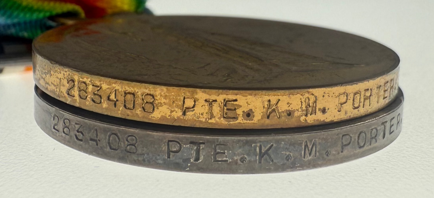 WWI Medal Pair to 42nd Canadian Infantry Battalion -  Porter - WIA 9 April 1917 Vimy Ridge