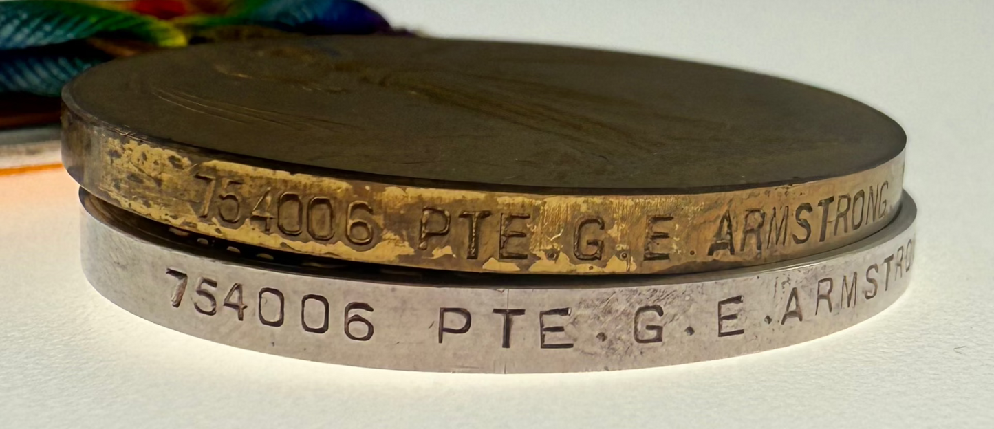 WWI Medal Pair to 124th Canadian Infantry Battalion - Armstrong
