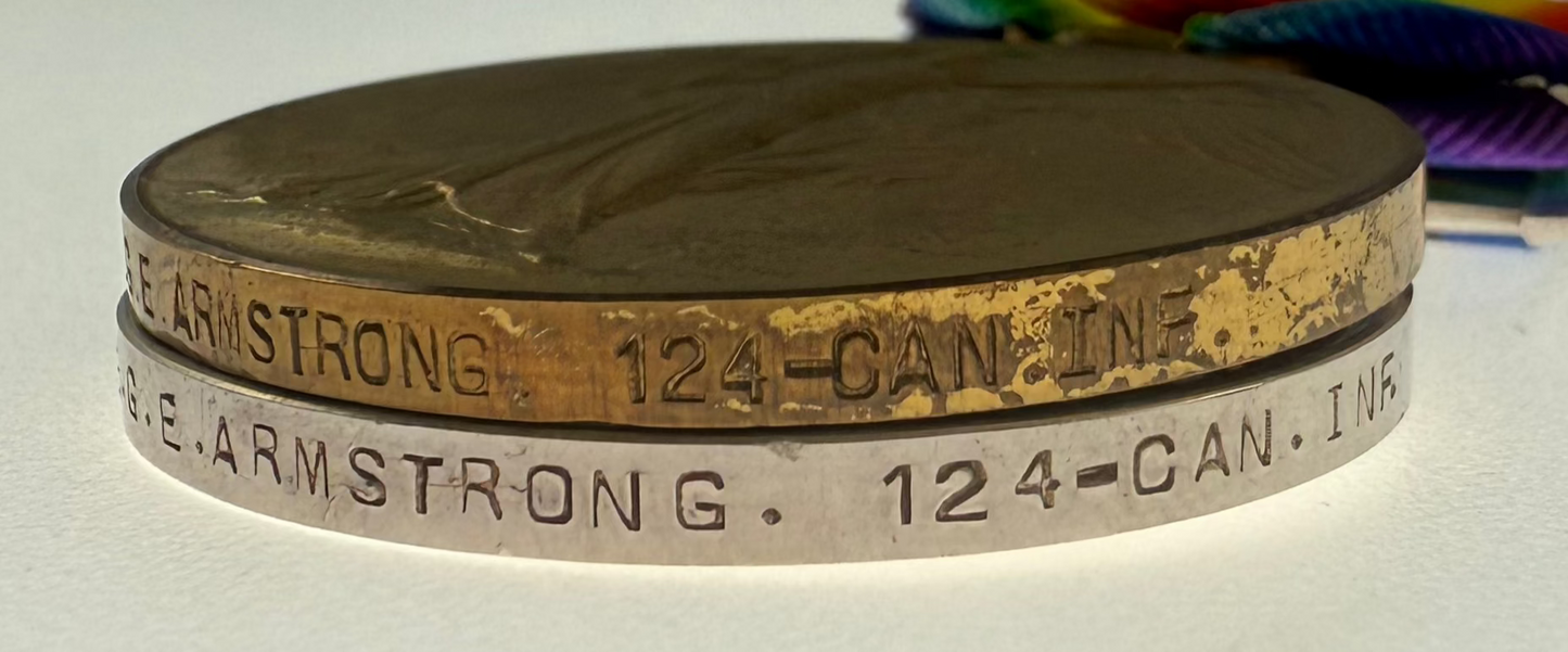 WWI Medal Pair to 124th Canadian Infantry Battalion - Armstrong