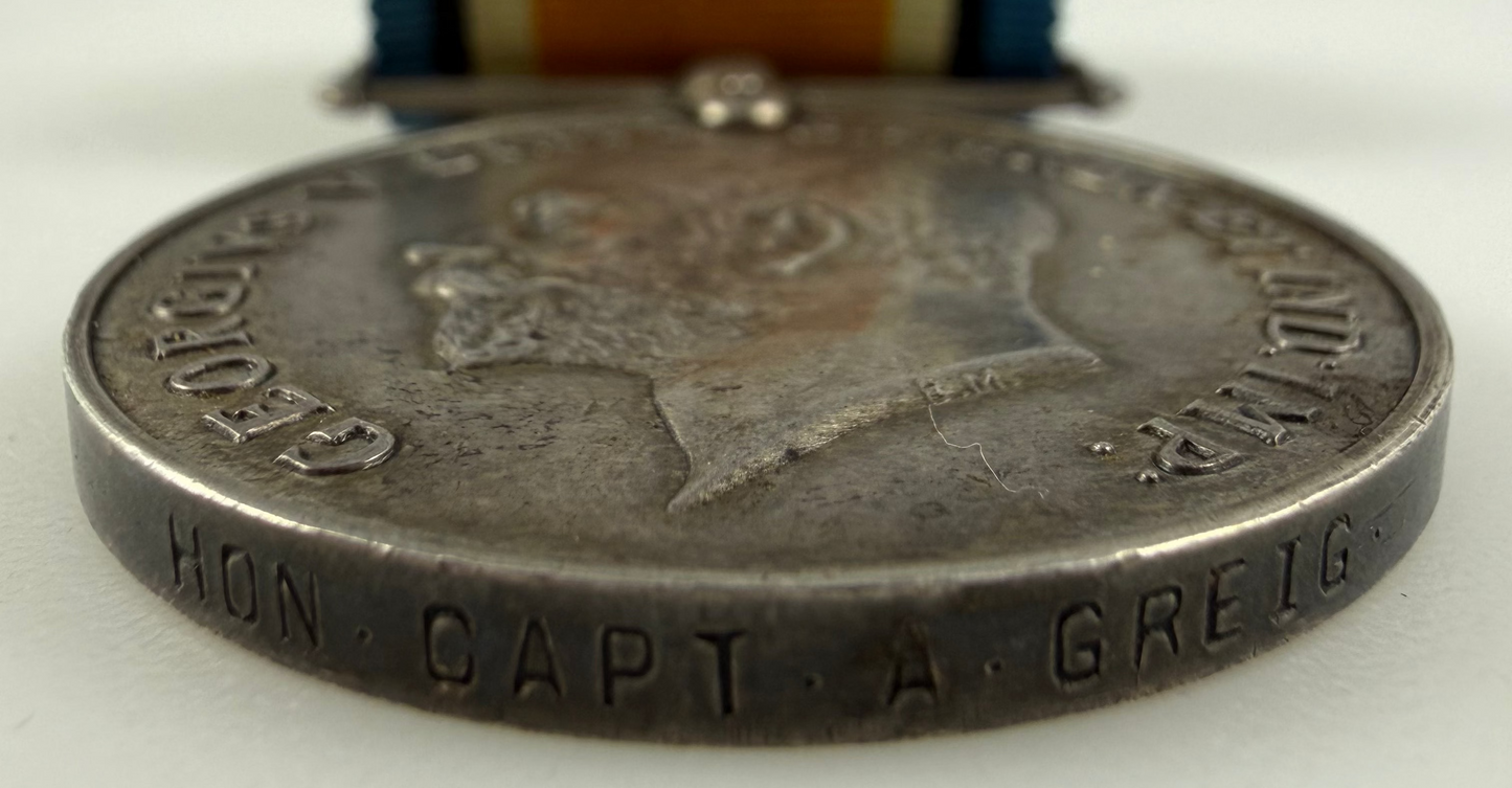 Canadian – WWI – British War Medal – 107th Canadian Infantry Battalion – Officer – Greig
