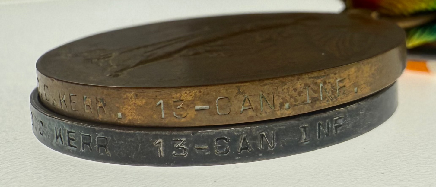 WWI Medal Pair to 13th Canadian Infantry Battalion - Kerr