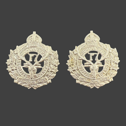 WWI - CEF Collar Badge Pair - 17th Canadian Infantry Battalion (Nova Scotia Highlanders)