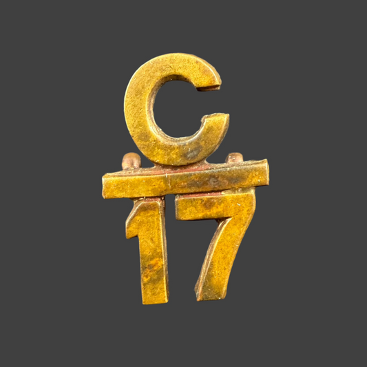 WWI - CEF C/17 Collar Badge (Tiptaft) - 17th Canadian Infantry Battalion (Nova Scotia Highlanders)