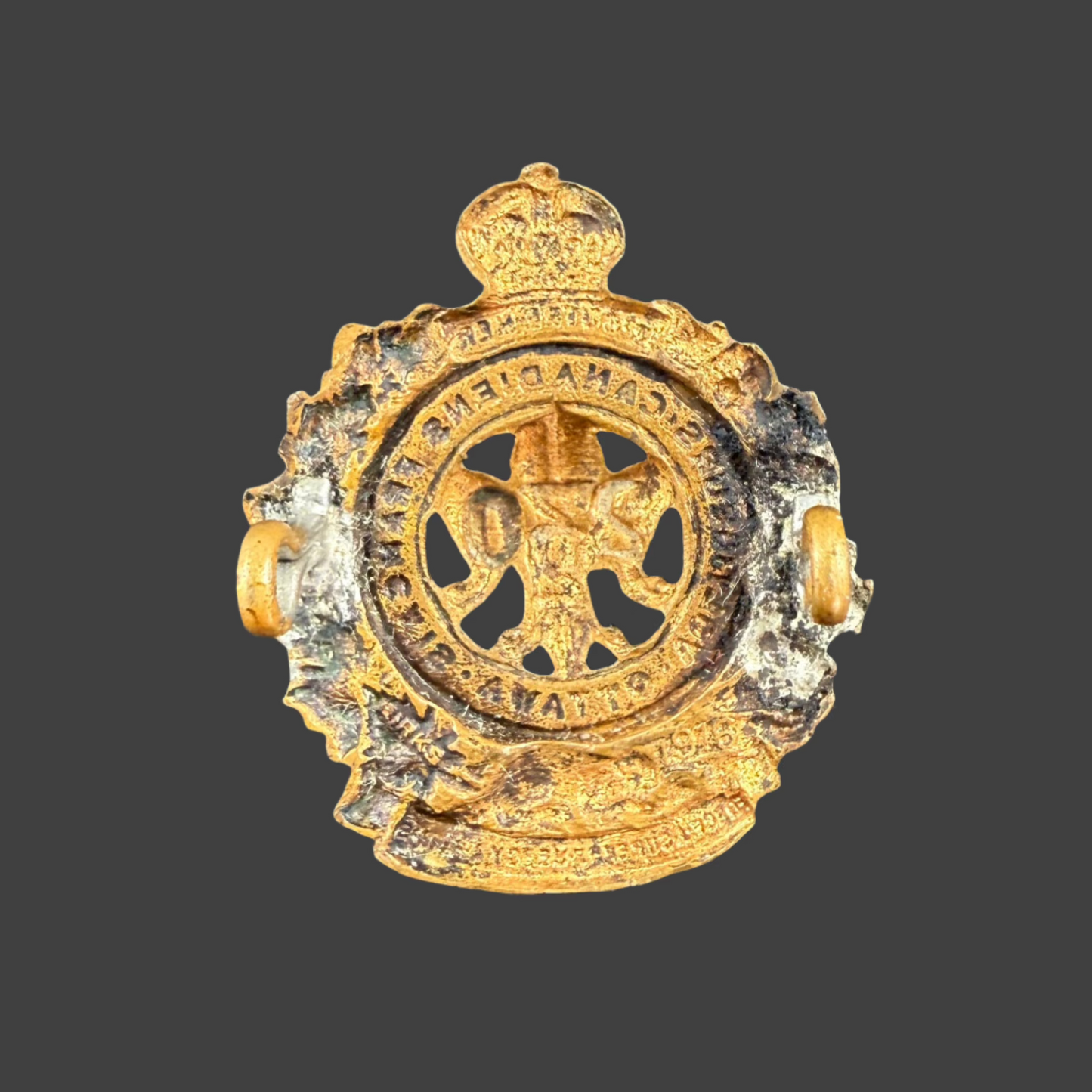 WWI - CEF Collar Badge - 230th Canadian Infantry Battalion (Voltigeurs Canadien Francais) - Bronze