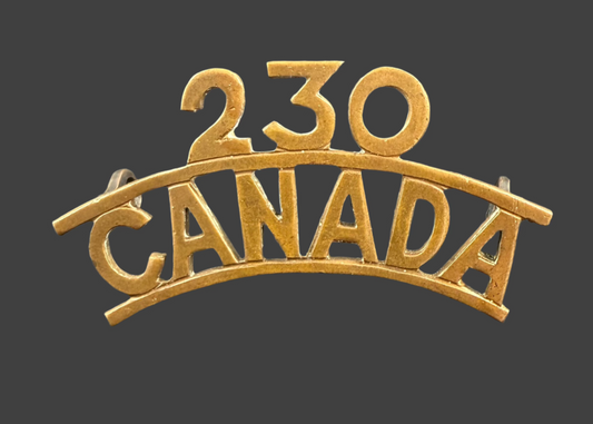 WWI - CEF Shoulder Title - 230th Canadian Infantry Battalion (Voltigeurs Canadien Francais) - Bronze