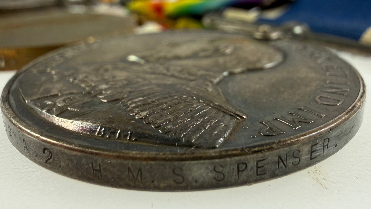 British – WWI – 1914-15 Medal Trio and Royal Navy Long Service Medal Group – Jutland Veteran HMS Royalist – Rosie