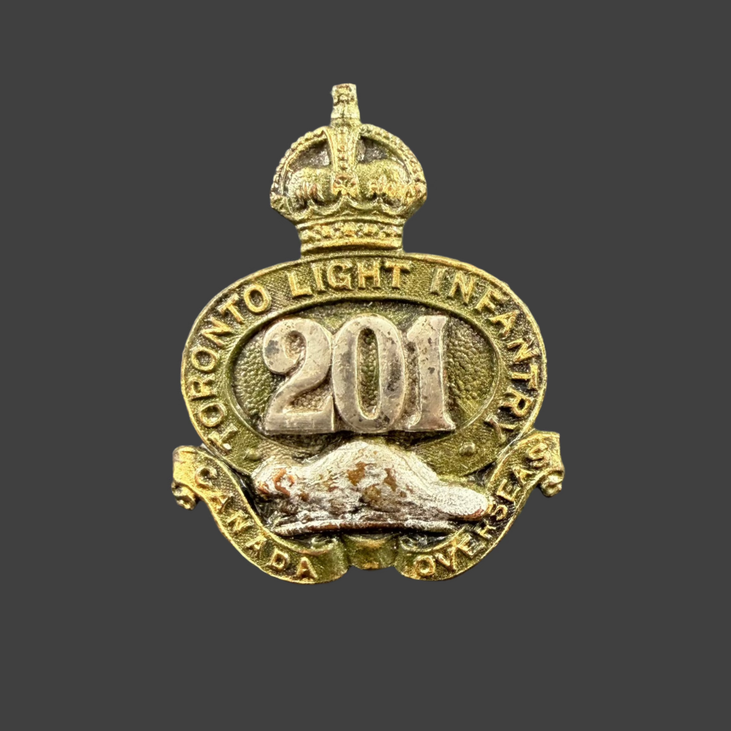 WWI - CEF Officers' Collar Badge - 201st Canadian Infantry Battalion (Toronto Light Infantry)