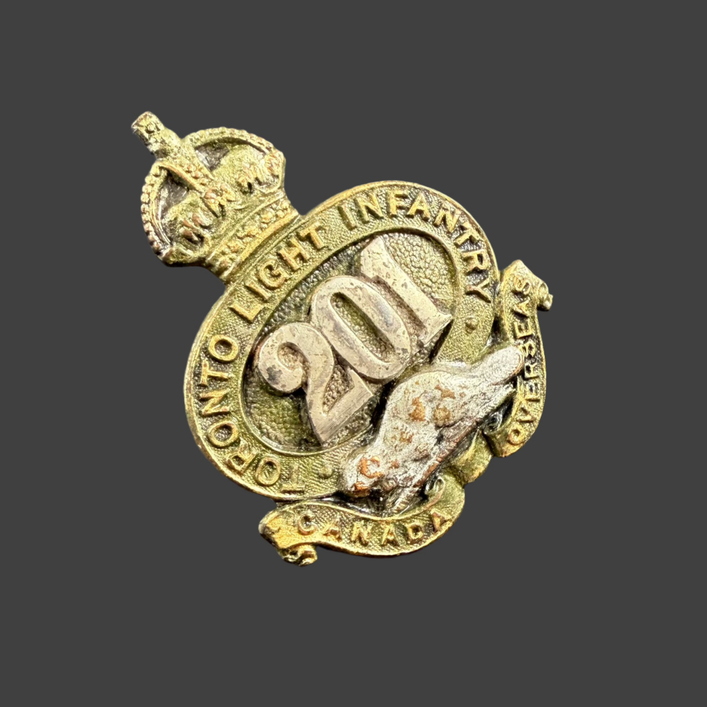 WWI - CEF Officers' Collar Badge - 201st Canadian Infantry Battalion (Toronto Light Infantry)