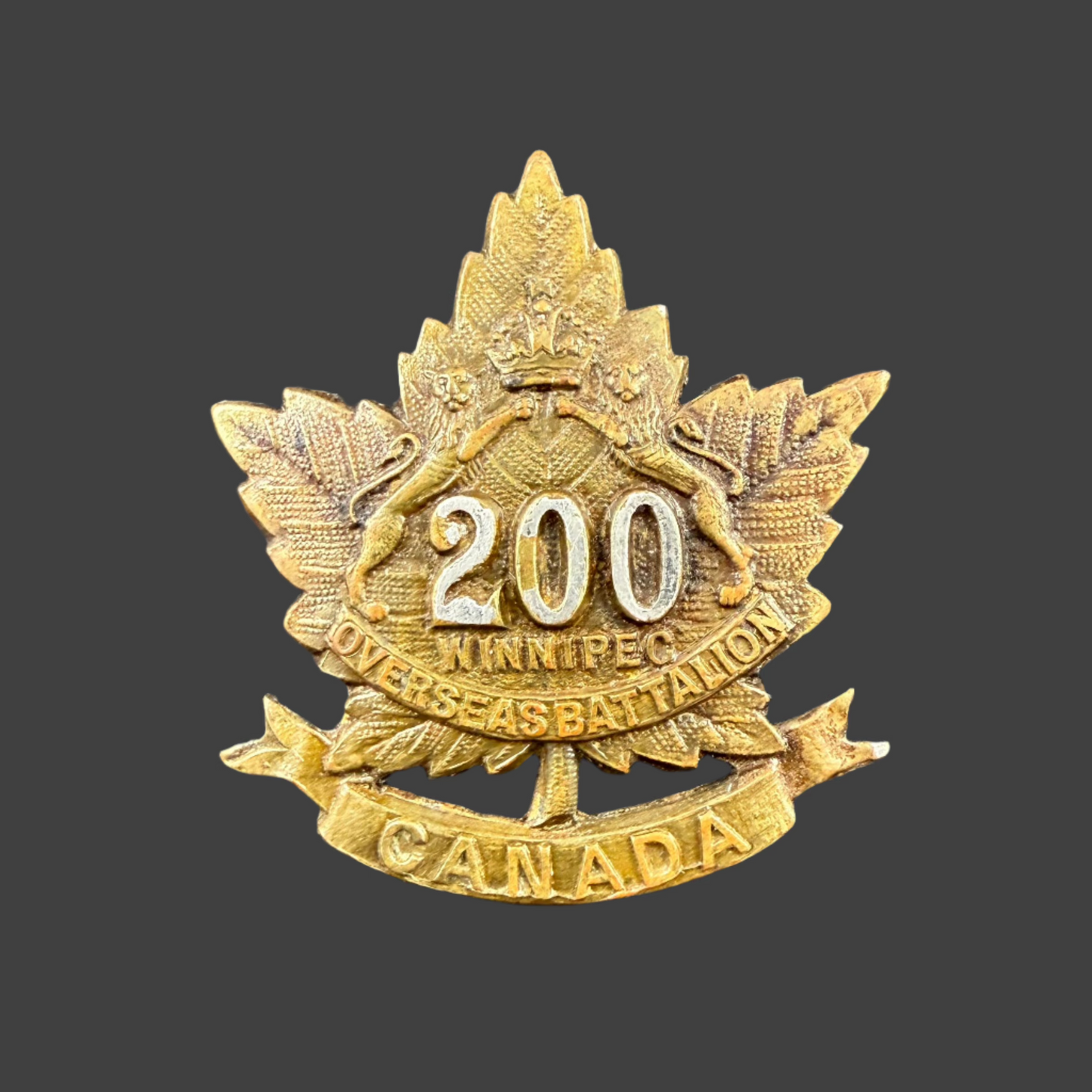 WWI - CEF Collar Badge - 200th Canadian Infantry Battalion (Winnipeg Battalion)