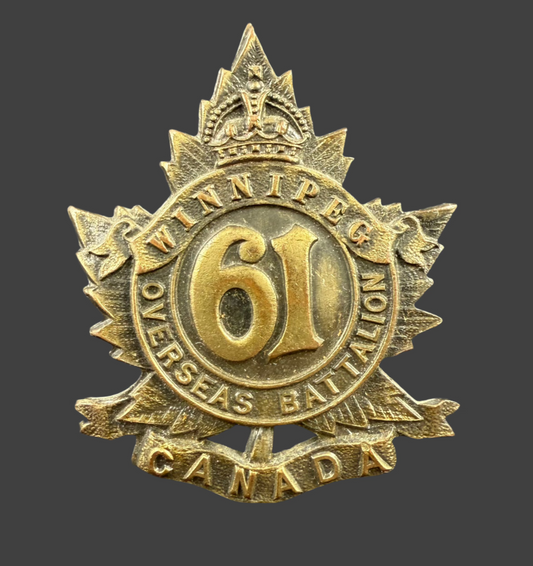 WWI - CEF Cap Badge - 61st Canadian Infantry Battalion (Winnipeg)