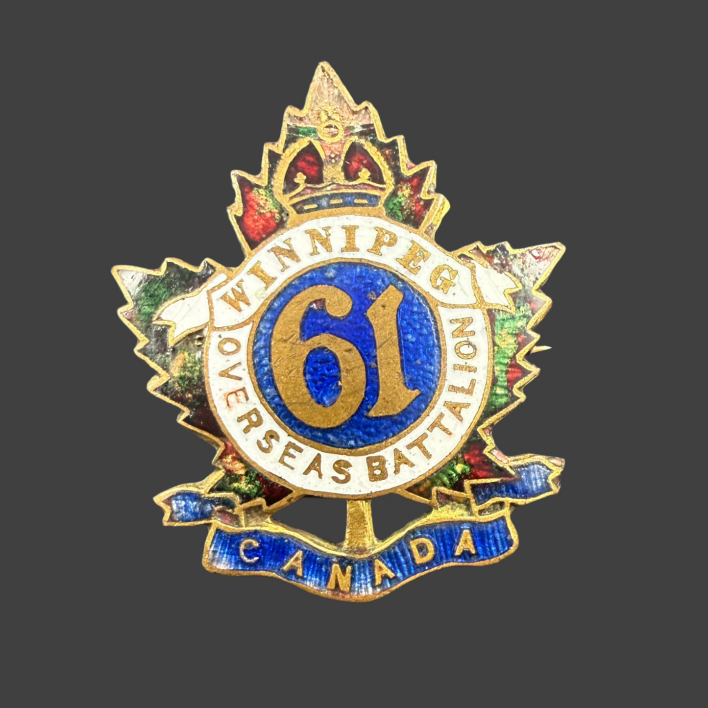 WWI - CEF Sweetheart Pin - 61st Canadian Infantry Battalion (Winnipeg)