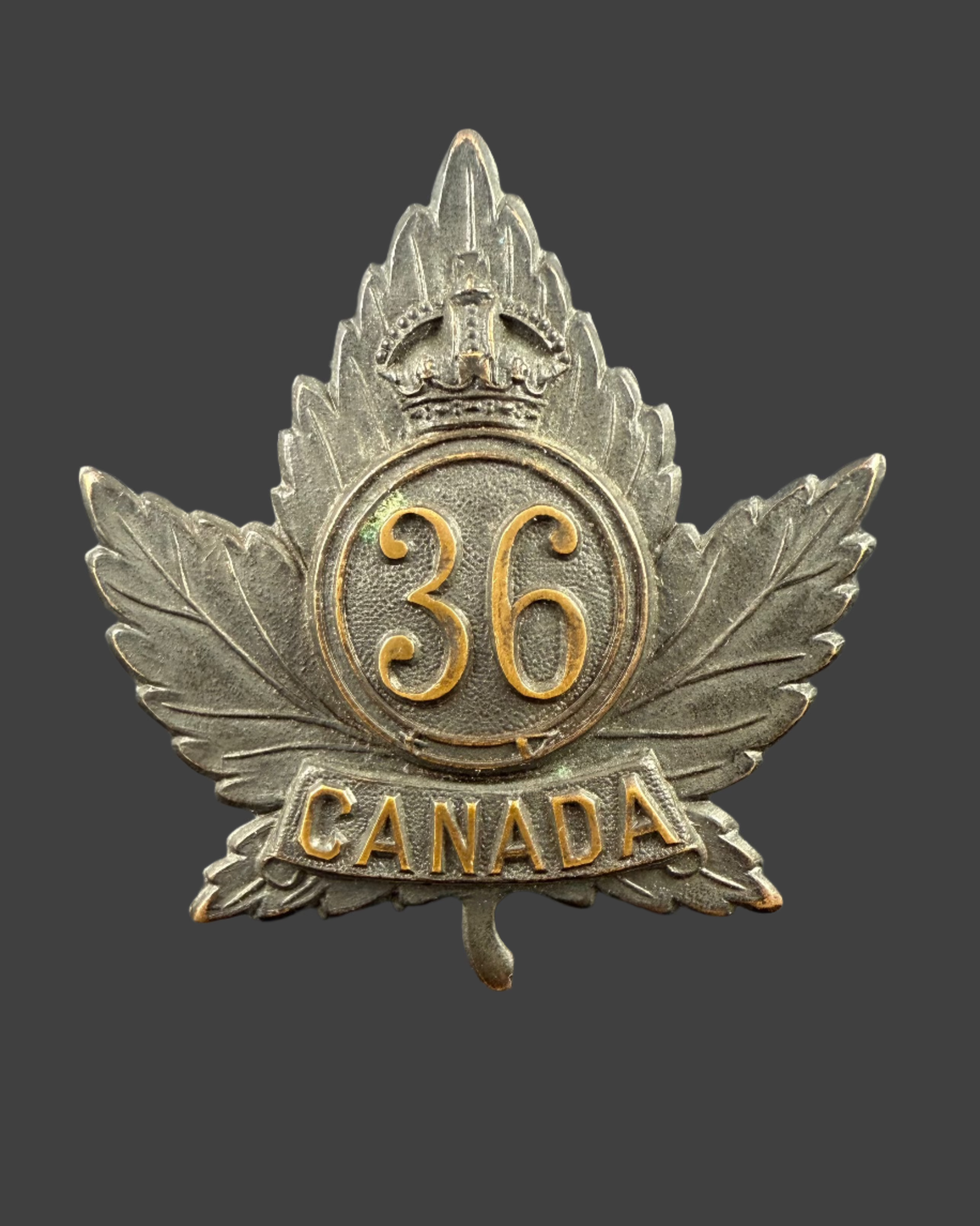 Falanex Cap WWI - CEF Cap Badge - 36th Canadian Infantry Battalion (Hamilton) - Of ...
