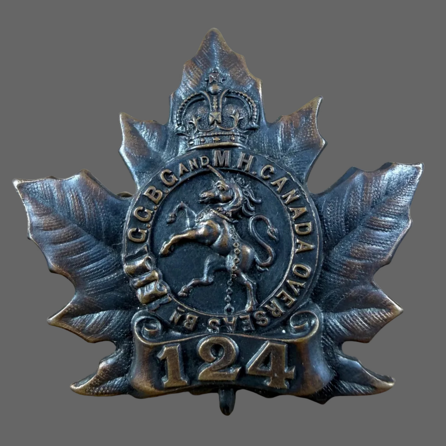Canadian – WWI – 124th Canadian Infantry Battalion (Governor General's Bodyguard & Mississauga Horse) - Cap Badge