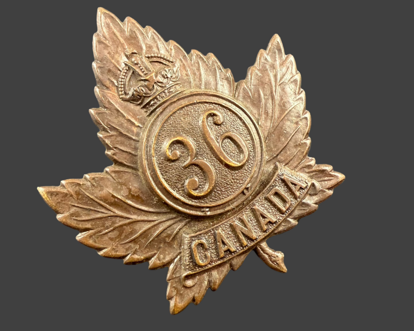 WWI - CEF Cap Badge - 36th Canadian Infantry Battalion (Hamilton)