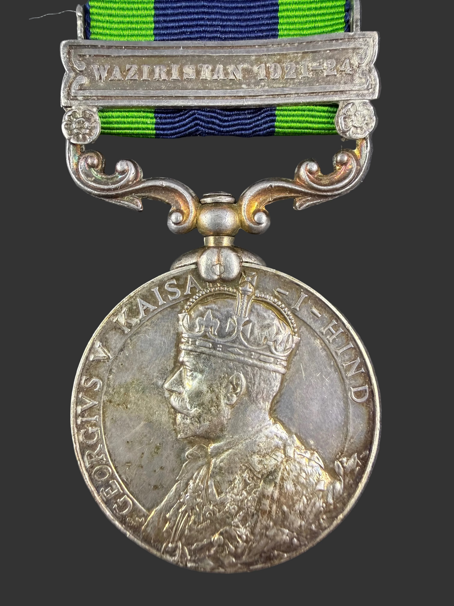 British – Post-WWI – India General Service Medal – Officer – 19th Hyderabad Regiment / Royal Indian Army Service Corps – Dinsmore