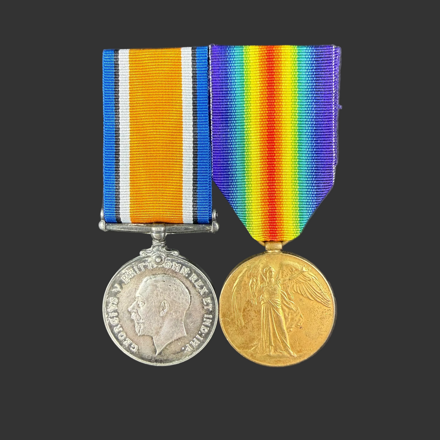 British – WWI – Medal Pair – East Kent Regiment  –  Officer – Hill