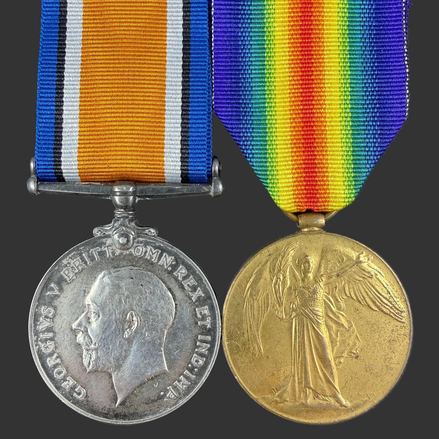 British – WWI – Medal Pair – East Kent Regiment  –  Officer – Hill