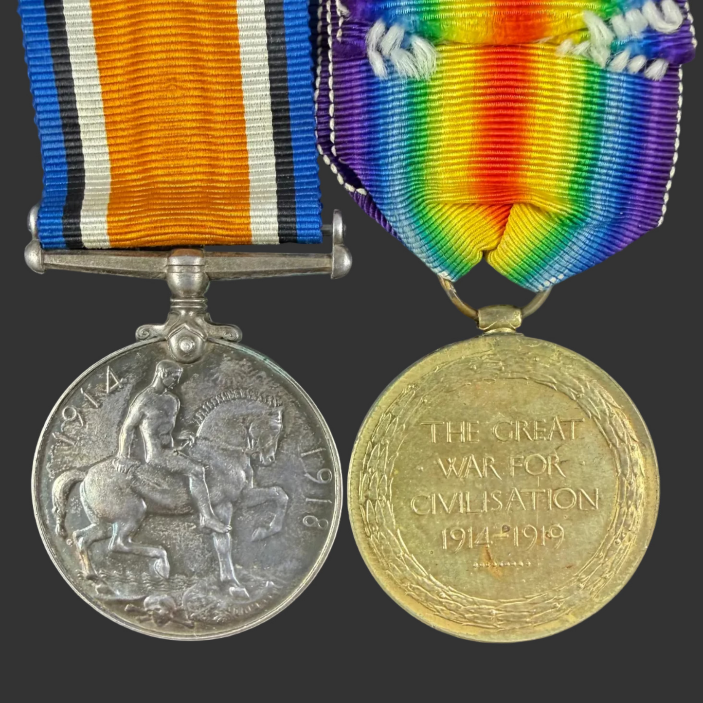 British – WWI – Medal Pair – East Kent Regiment  –  Officer – DoW – Bisset
