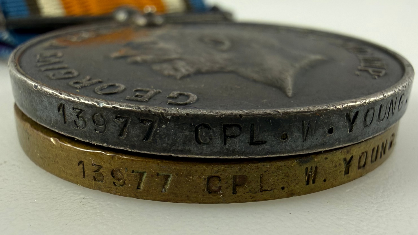 British – WWI – Medal Pair – Argyll & Sutherland Highlanders – Wounded Vimy Ridge / Arras - Young