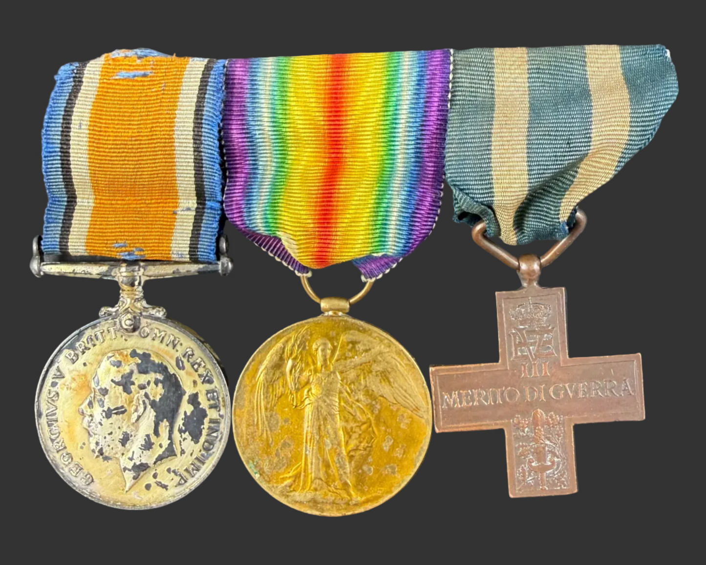 British – WWI – Medal Pair with Italian War Merit Cross – Connaught Rangers – Waiting