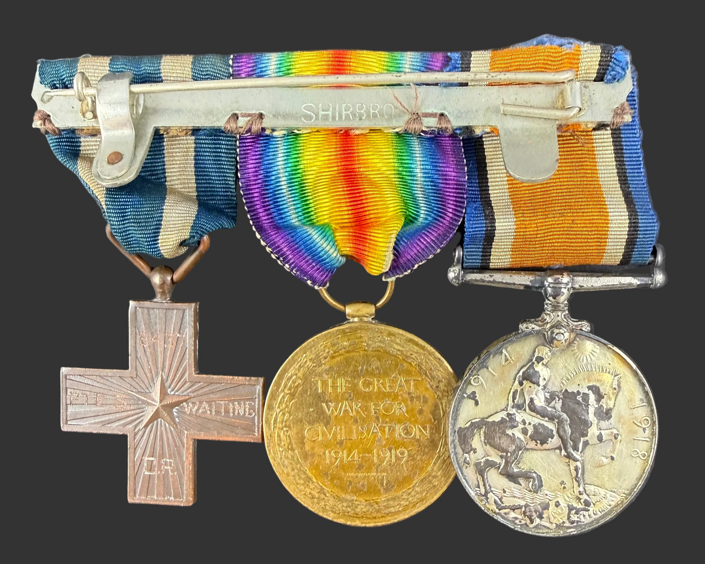 British – WWI – Medal Pair with Italian War Merit Cross – Connaught Rangers – Waiting
