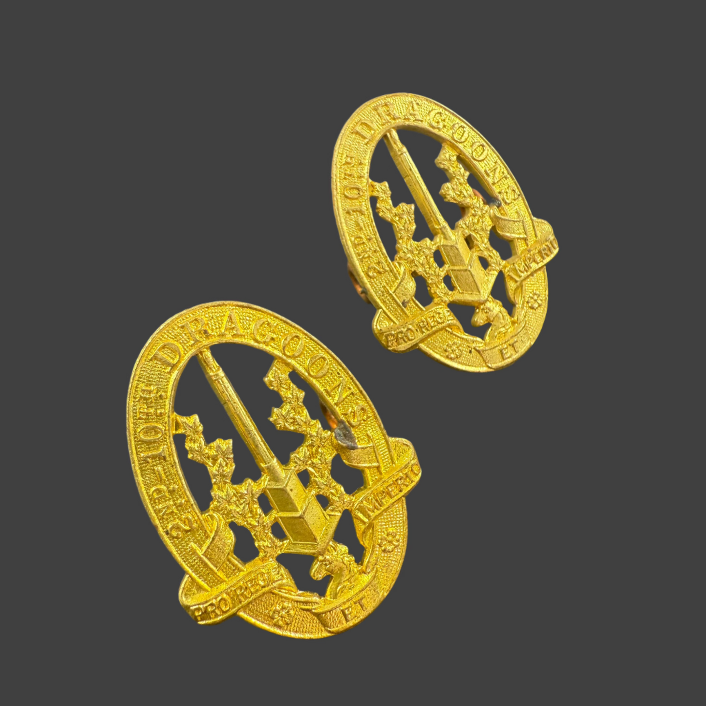 Canadian WWII - 2nd/10th Dragoons Collar Badges - Scully