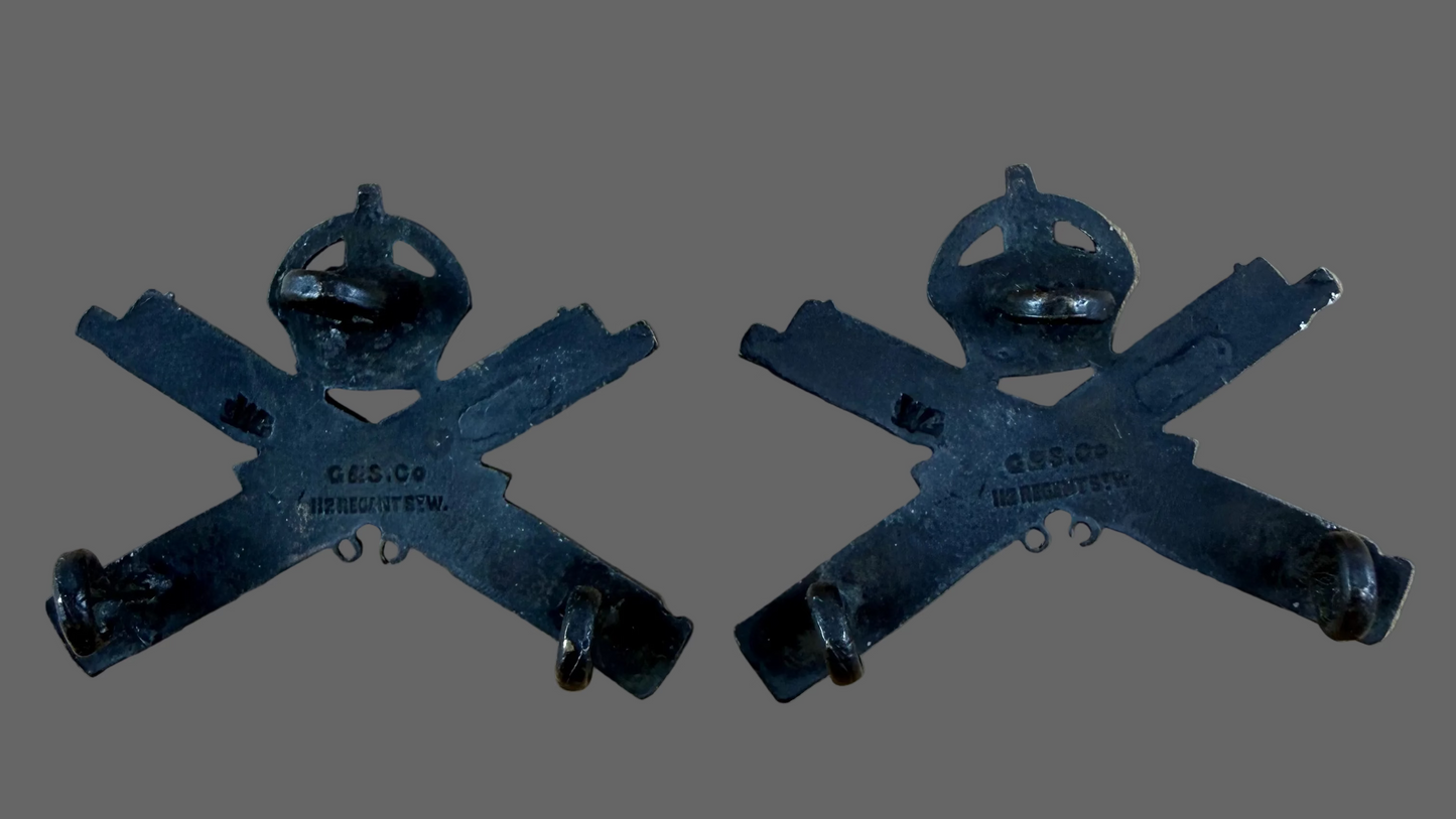 Canadian / British – WWI – Machine Gun Corps – Collar Badges – Officers Service Dress
