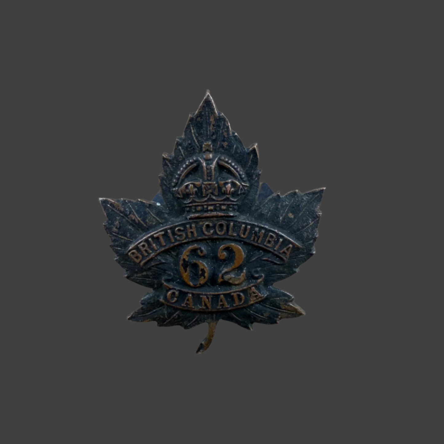 WWI - CEF Collar Badge - 62nd Canadian Infantry Battalion (British Columbia)