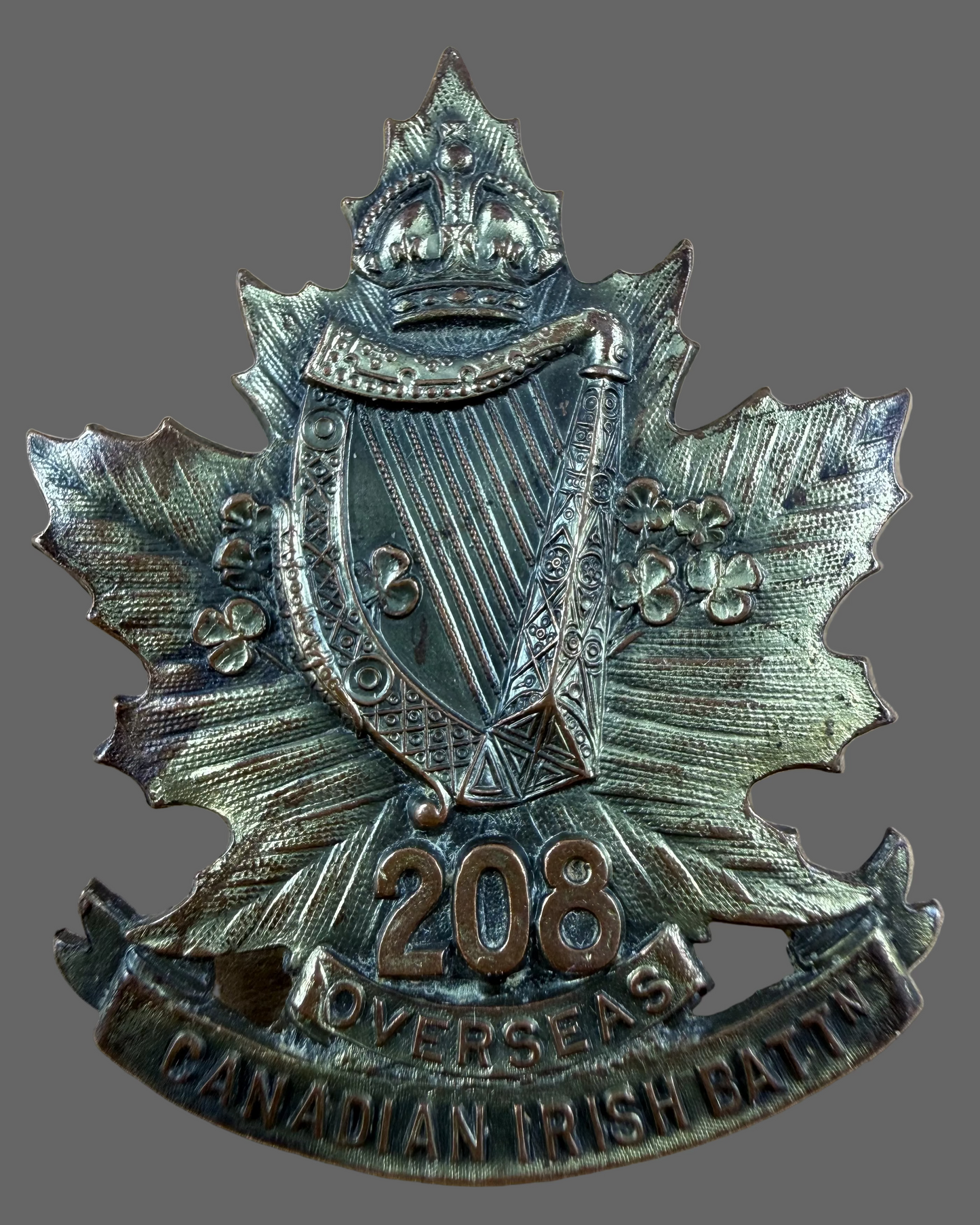Canadian – WWI – 208th Battalion (Canadian Irish) Canadian Infantry – Cap Badge