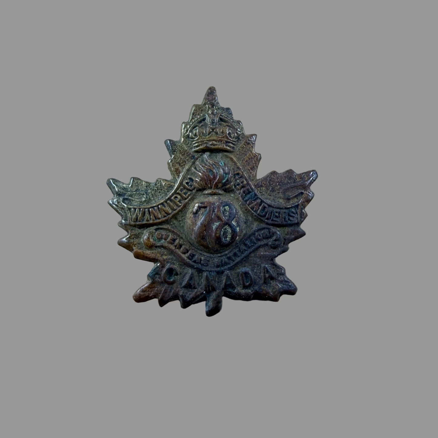 Canadian – WWI – 78th Battalion (Winnipeg Grenadiers) Canadian Infantry – Collar Badge