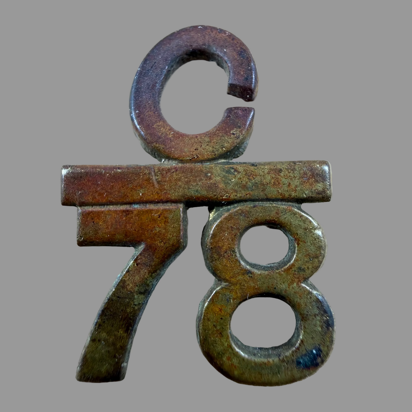Canadian – WWI – 78th Battalion (Winnipeg Grenadiers) Canadian Infantry – C/78 Collar Badge