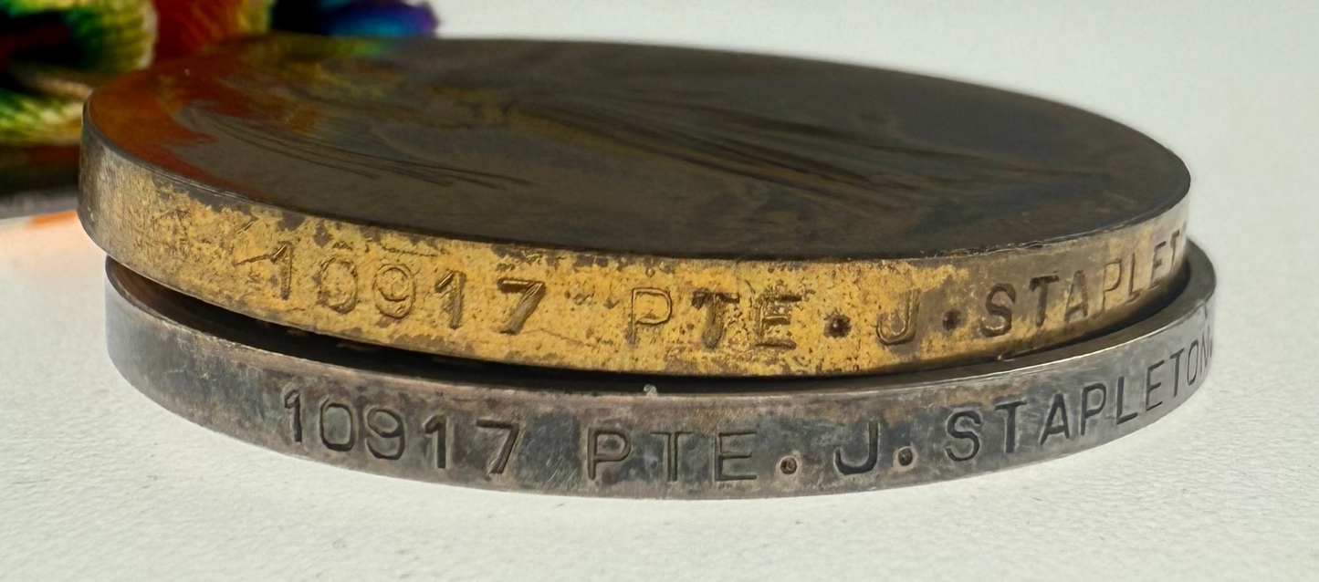 WWI 1914-15 Medal Trio to 1st Salford Pals - Lancashire Fusiliers - KIA 1 July 1916 - Stapleton