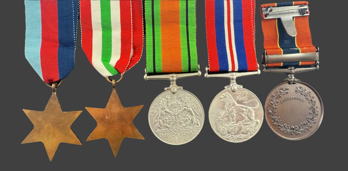 WWII British - Royal Engineers - Fire Services Long Service Medal Group - Vine
