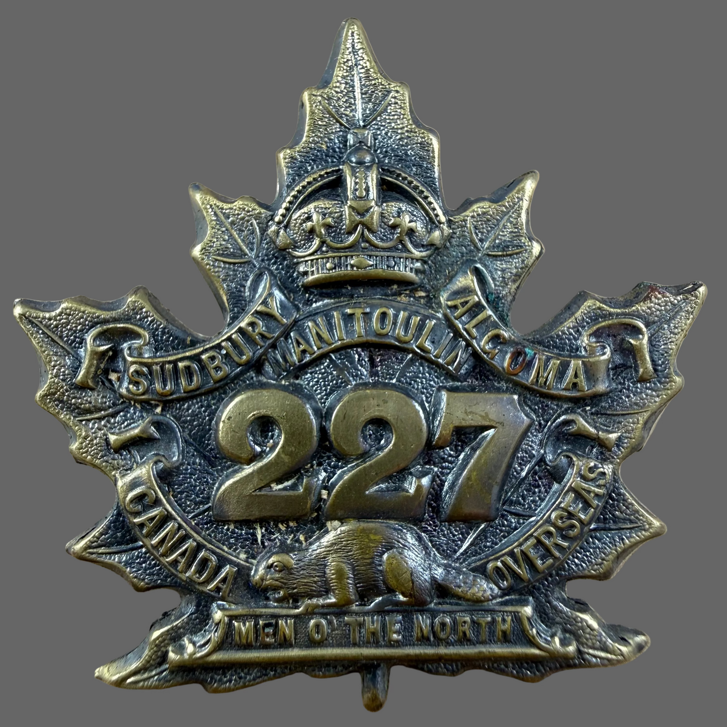 Canadian – WWI – 227th  Battalion (Men O’ The North) Canadian Infantry – Cap Badge
