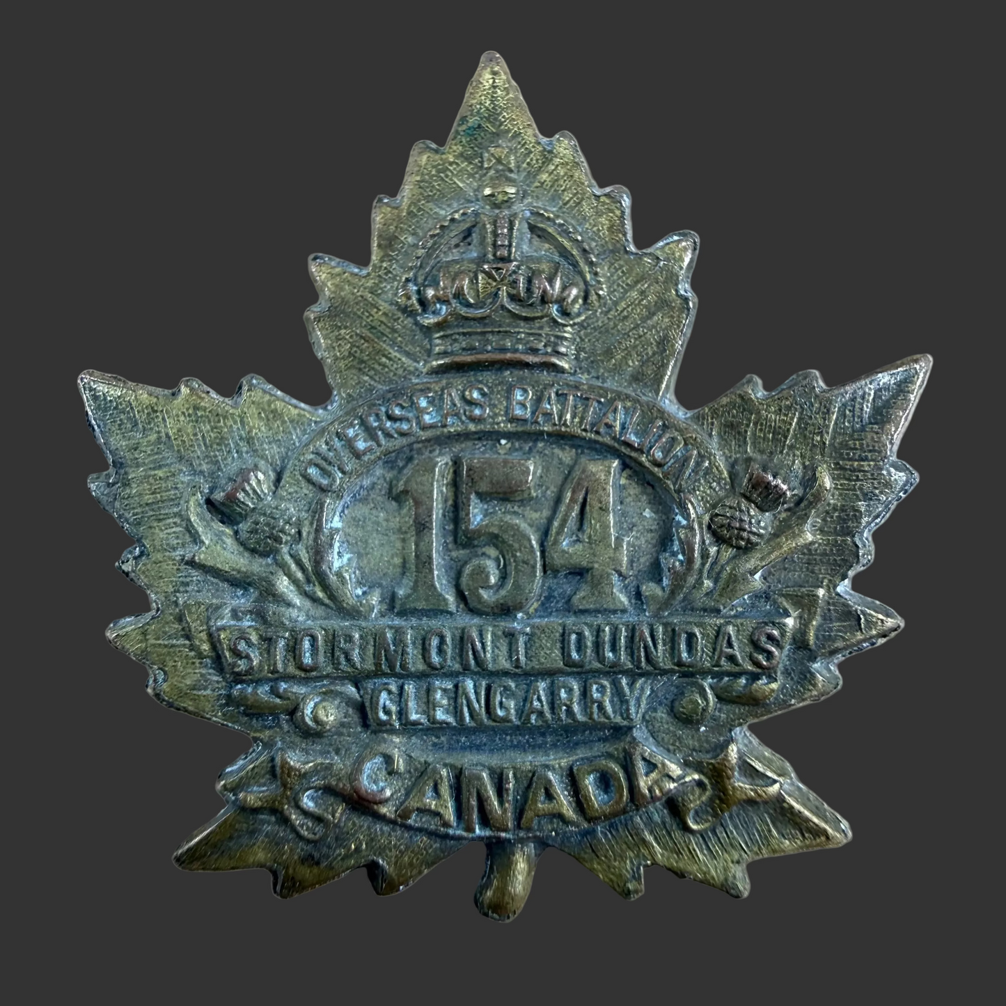 Canadian – WWI – 154th Battalion (Stormont Dundas & Glengarry) Canadian Infantry – Collar Badge
