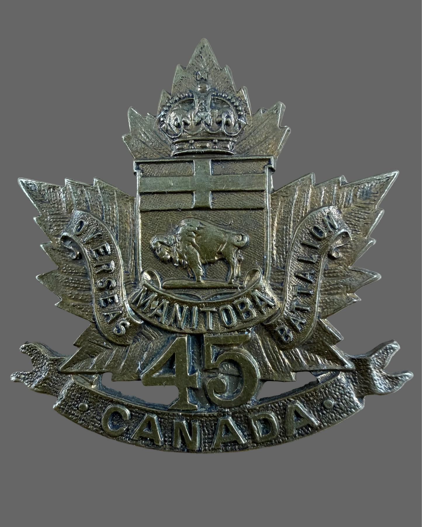 Canadian – WWI – 45th Battalion (Winnipeg) Canadian Infantry – Collar Badge