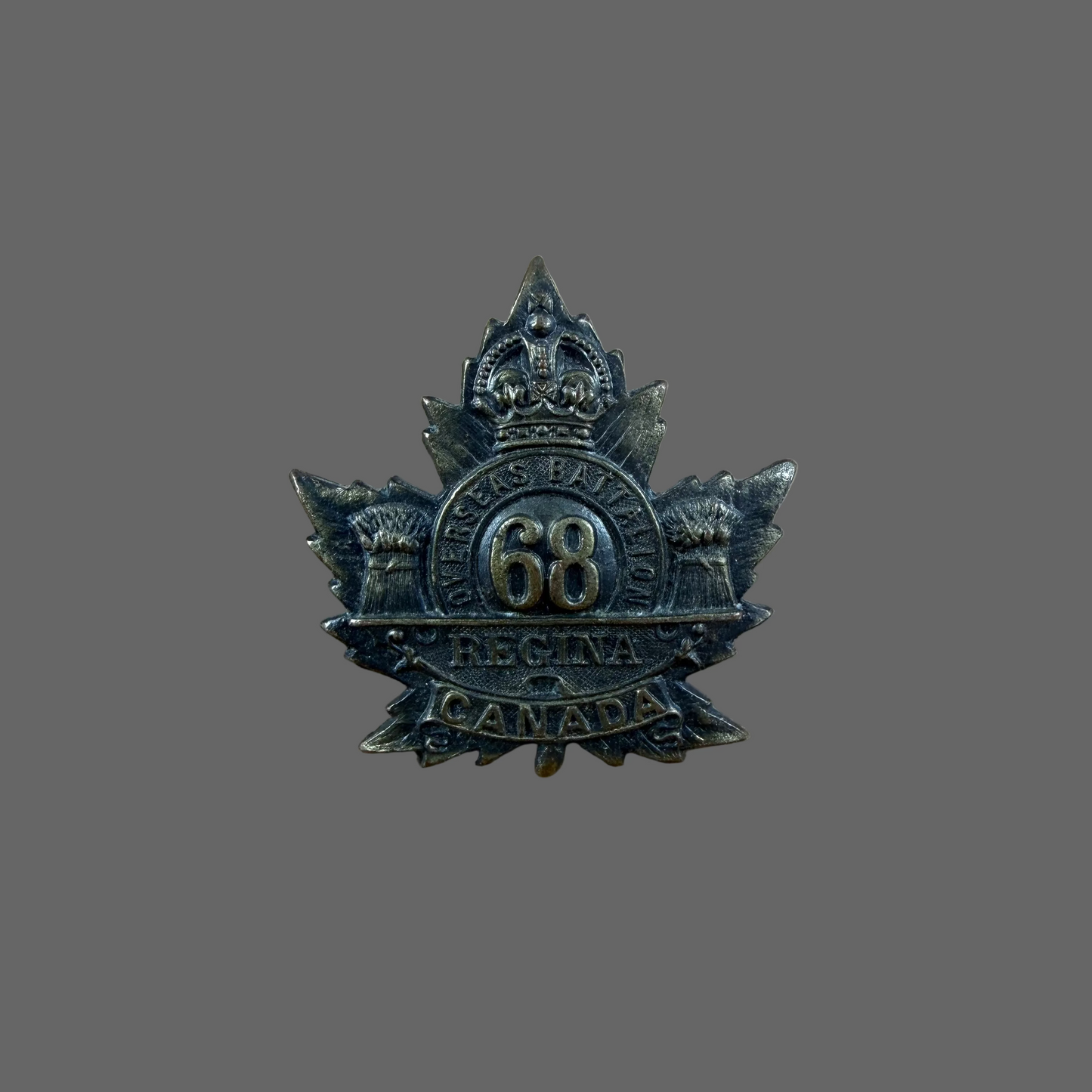 Canadian – WWI – 68th Battalion (Regina) Canadian Infantry – Collar Badge