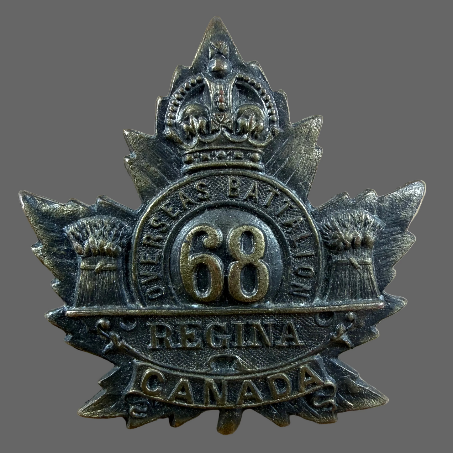 Canadian – WWI – 68th Battalion (Regina) Canadian Infantry – Collar Badge