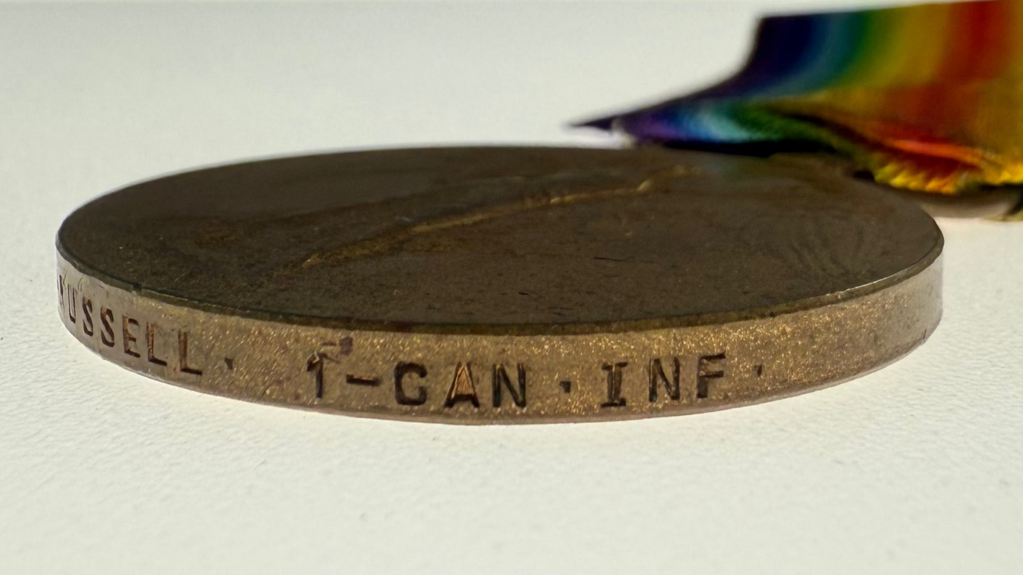 WWI - Victory Medal - 1st Canadian Infantry Battalion - KIA - Russell