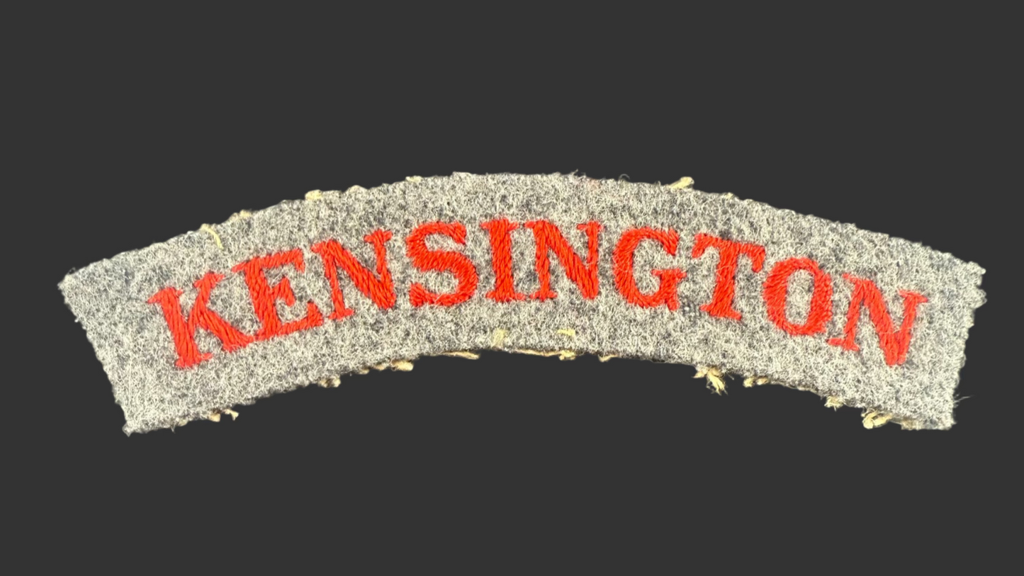 British WWI Period - KENSINGTON - 13th County of London Regiment - Cloth Shoulder Title