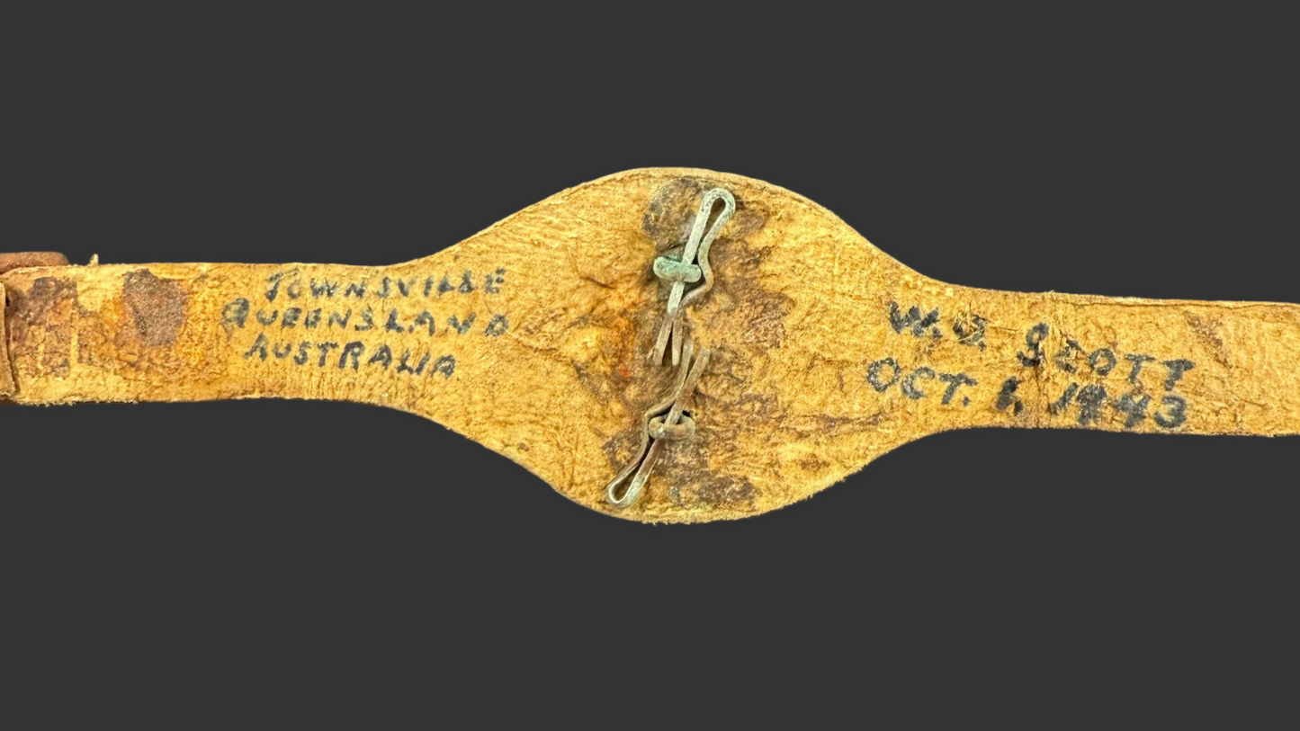 Australia - WWII - Leather Warrant Officer Rank Wrist Strap - Named