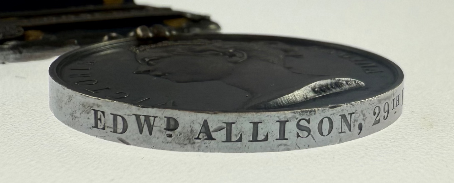 Victorian - Punjab Medal - 29th (Worcestershire) Regiment of Foot - Died - Allison