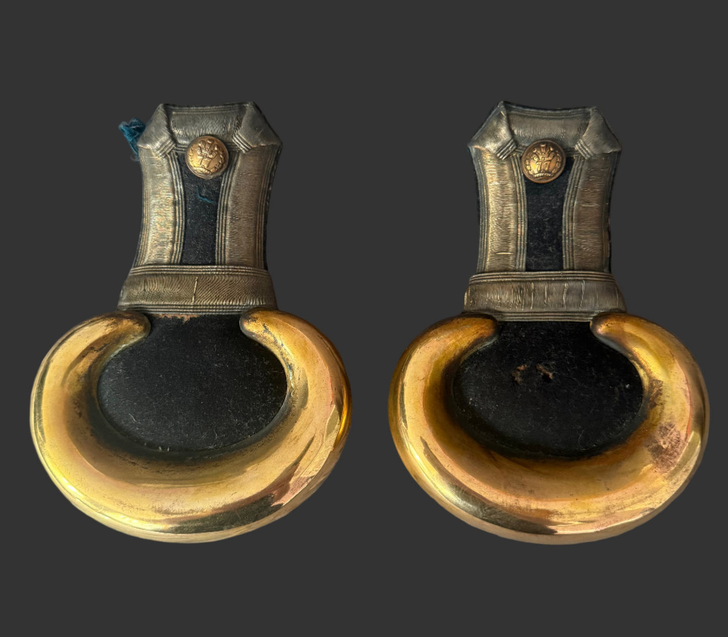 British - Victorian - Crimean War Period Officer Shoulder Boards - 77th (East Middlesex) Regiment of Foot